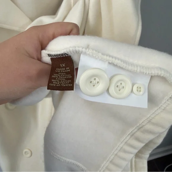 Sonoma Cream Sweatshirt Peacoat Double Breasted Hooded Coat Size 1X - Picture 7 of 9